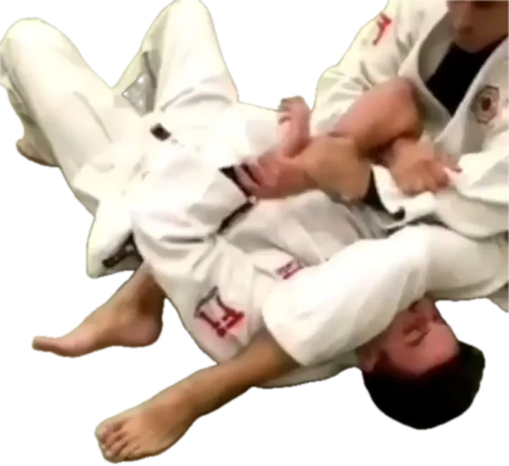 Judo throw drill, thrower and uke in the air